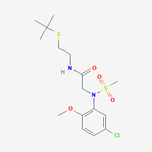molecular formula C16H25ClN2O4S2 B423917 N-[2-(tert-butylsulfanyl)ethyl]-2-[5-chloro-2-methoxy(methylsulfonyl)anilino]acetamide 