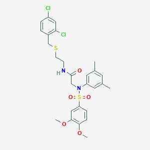 molecular formula C27H30Cl2N2O5S2 B423918 N-{2-[(2,4-dichlorobenzyl)sulfanyl]ethyl}-2-{[(3,4-dimethoxyphenyl)sulfonyl]-3,5-dimethylanilino}acetamide 