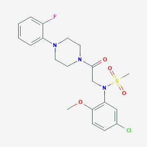 molecular formula C20H23ClFN3O4S B423920 N-(5-chloro-2-methoxyphenyl)-N-{2-[4-(2-fluorophenyl)-1-piperazinyl]-2-oxoethyl}methanesulfonamide 