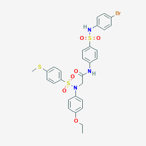 molecular formula C29H28BrN3O6S3 B423922 N-{4-[(4-bromoanilino)sulfonyl]phenyl}-2-(4-ethoxy{[4-(methylsulfanyl)phenyl]sulfonyl}anilino)acetamide 
