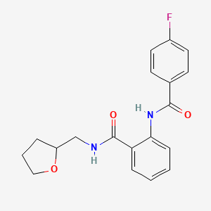 molecular formula C19H19FN2O3 B4239230 2-[(4-fluorobenzoyl)amino]-N-(tetrahydro-2-furanylmethyl)benzamide 