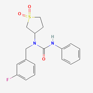 molecular formula C18H19FN2O3S B4239232 N-(1,1-dioxidotetrahydro-3-thienyl)-N-(3-fluorobenzyl)-N'-phenylurea 