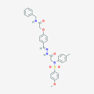 molecular formula C32H32N4O6S B423924 N-benzyl-2-{4-[2-({[(4-methoxyphenyl)sulfonyl]-4-methylanilino}acetyl)carbohydrazonoyl]phenoxy}acetamide 