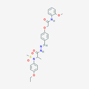 molecular formula C28H32N4O7S B423926 2-[4-(2-{2-[4-ethoxy(methylsulfonyl)anilino]propanoyl}carbohydrazonoyl)phenoxy]-N-(2-methoxyphenyl)acetamide 