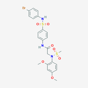 molecular formula C23H24BrN3O7S2 B423928 N-{4-[(4-bromoanilino)sulfonyl]phenyl}-2-[2,4-dimethoxy(methylsulfonyl)anilino]acetamide 