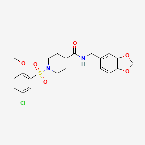 molecular formula C22H25ClN2O6S B4239288 N-(1,3-benzodioxol-5-ylmethyl)-1-[(5-chloro-2-ethoxyphenyl)sulfonyl]-4-piperidinecarboxamide 