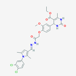 ethyl 4-{4-[2-(2-{[1-(3,4-dichlorophenyl)-2,5-dimethyl-1H-pyrrol-3-yl]methylene}hydrazino)-2-oxoethoxy]-3-methoxyphenyl}-6-methyl-2-oxo-1,2,3,4-tetrahydro-5-pyrimidinecarboxylate