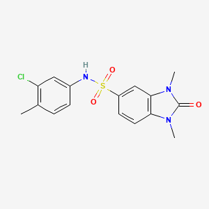 molecular formula C16H16ClN3O3S B4239293 N-(3-chloro-4-methylphenyl)-1,3-dimethyl-2-oxo-2,3-dihydro-1H-benzimidazole-5-sulfonamide 