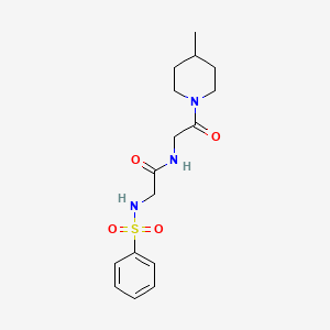 molecular formula C16H23N3O4S B4239301 4-methyl-1-[N-(phenylsulfonyl)glycylglycyl]piperidine 