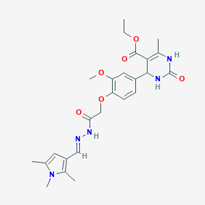 molecular formula C25H31N5O6 B423931 ethyl 4-[3-methoxy-4-(2-oxo-2-{2-[(1,2,5-trimethyl-1H-pyrrol-3-yl)methylene]hydrazino}ethoxy)phenyl]-6-methyl-2-oxo-1,2,3,4-tetrahydro-5-pyrimidinecarboxylate 