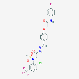 2-[4-(2-{[2-chloro(methylsulfonyl)-5-(trifluoromethyl)anilino]acetyl}carbohydrazonoyl)phenoxy]-N-(4-fluorophenyl)acetamide