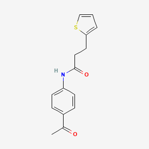 molecular formula C15H15NO2S B4239332 N-(4-acetylphenyl)-3-(2-thienyl)propanamide 
