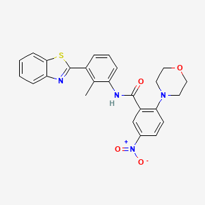 molecular formula C25H22N4O4S B4239339 N-[3-(1,3-benzothiazol-2-yl)-2-methylphenyl]-2-(4-morpholinyl)-5-nitrobenzamide 