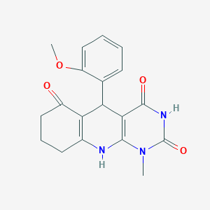 molecular formula C19H19N3O4 B4239349 5-(2-methoxyphenyl)-1-methyl-5,8,9,10-tetrahydropyrimido[4,5-b]quinoline-2,4,6(1H,3H,7H)-trione 