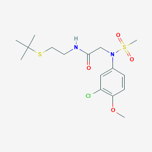 molecular formula C16H25ClN2O4S2 B423935 N-[2-(tert-butylsulfanyl)ethyl]-N~2~-(3-chloro-4-methoxyphenyl)-N~2~-(methylsulfonyl)glycinamide 