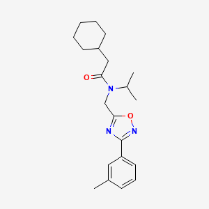 molecular formula C21H29N3O2 B4239361 2-cyclohexyl-N-isopropyl-N-{[3-(3-methylphenyl)-1,2,4-oxadiazol-5-yl]methyl}acetamide 