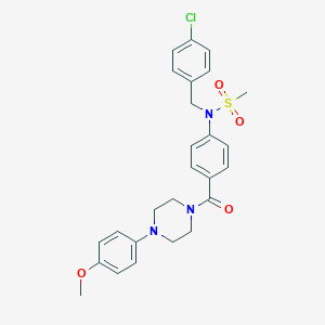 molecular formula C26H28ClN3O4S B423940 N-(4-chlorobenzyl)-N-(4-{[4-(4-methoxyphenyl)piperazin-1-yl]carbonyl}phenyl)methanesulfonamide 