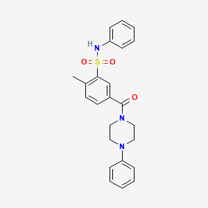 molecular formula C24H25N3O3S B4239400 2-methyl-N-phenyl-5-[(4-phenyl-1-piperazinyl)carbonyl]benzenesulfonamide 