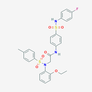 molecular formula C29H28FN3O6S2 B423941 2-{2-ethoxy[(4-methylphenyl)sulfonyl]anilino}-N-{4-[(4-fluoroanilino)sulfonyl]phenyl}acetamide 