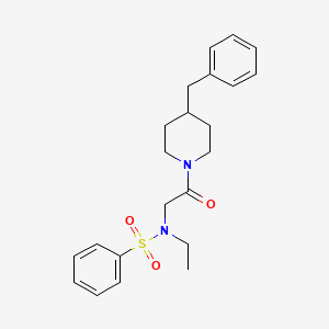 molecular formula C22H28N2O3S B4239410 N-[2-(4-benzyl-1-piperidinyl)-2-oxoethyl]-N-ethylbenzenesulfonamide 