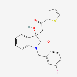 molecular formula C21H16FNO3S B4239415 1-(3-fluorobenzyl)-3-hydroxy-3-[2-oxo-2-(2-thienyl)ethyl]-1,3-dihydro-2H-indol-2-one 