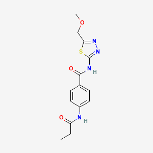 molecular formula C14H16N4O3S B4239425 N-[5-(methoxymethyl)-1,3,4-thiadiazol-2-yl]-4-(propionylamino)benzamide 