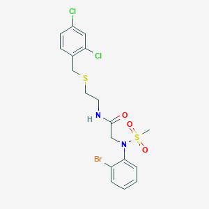 molecular formula C18H19BrCl2N2O3S2 B423943 2-[2-bromo(methylsulfonyl)anilino]-N-{2-[(2,4-dichlorobenzyl)sulfanyl]ethyl}acetamide 