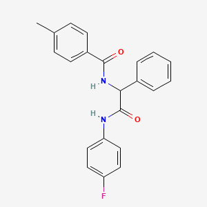 molecular formula C22H19FN2O2 B4239433 N-{2-[(4-fluorophenyl)amino]-2-oxo-1-phenylethyl}-4-methylbenzamide 