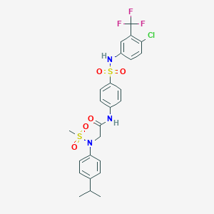 molecular formula C25H25ClF3N3O5S2 B423944 N-(4-{[4-chloro-3-(trifluoromethyl)anilino]sulfonyl}phenyl)-2-[4-isopropyl(methylsulfonyl)anilino]acetamide 