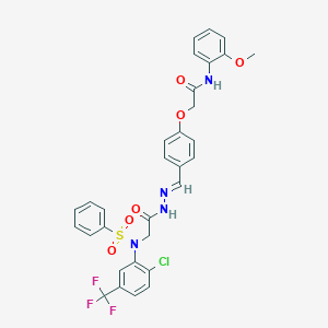 2-[4-(2-{[2-chloro(phenylsulfonyl)-5-(trifluoromethyl)anilino]acetyl}carbohydrazonoyl)phenoxy]-N-(2-methoxyphenyl)acetamide