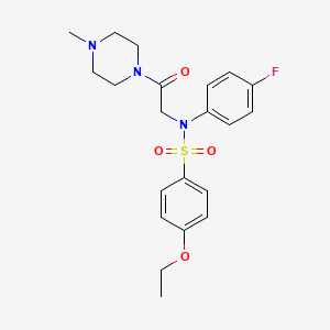 molecular formula C21H26FN3O4S B4239465 4-ethoxy-N-(4-fluorophenyl)-N-[2-(4-methyl-1-piperazinyl)-2-oxoethyl]benzenesulfonamide 