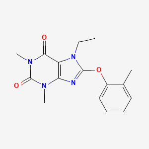 molecular formula C16H18N4O3 B4239472 7-ethyl-1,3-dimethyl-8-(2-methylphenoxy)-3,7-dihydro-1H-purine-2,6-dione 