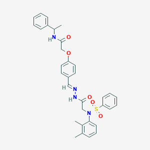 molecular formula C33H34N4O5S B423950 2-{4-[(E)-(2-{[(2,3-dimethylphenyl)(phenylsulfonyl)amino]acetyl}hydrazinylidene)methyl]phenoxy}-N-(1-phenylethyl)acetamide (non-preferred name) 