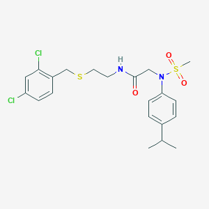 molecular formula C21H26Cl2N2O3S2 B423951 N-{2-[(2,4-dichlorobenzyl)sulfanyl]ethyl}-2-[4-isopropyl(methylsulfonyl)anilino]acetamide 