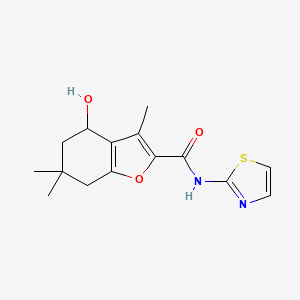 molecular formula C15H18N2O3S B4239548 4-hydroxy-3,6,6-trimethyl-N-1,3-thiazol-2-yl-4,5,6,7-tetrahydro-1-benzofuran-2-carboxamide 