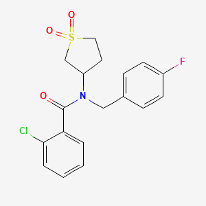 molecular formula C18H17ClFNO3S B4239557 2-chloro-N-(1,1-dioxidotetrahydro-3-thienyl)-N-(4-fluorobenzyl)benzamide 