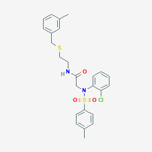 molecular formula C25H27ClN2O3S2 B423956 2-{2-chloro[(4-methylphenyl)sulfonyl]anilino}-N-{2-[(3-methylbenzyl)sulfanyl]ethyl}acetamide 