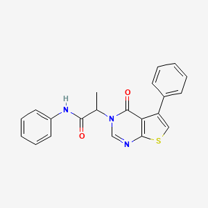 molecular formula C21H17N3O2S B4239579 2-(4-oxo-5-phenylthieno[2,3-d]pyrimidin-3(4H)-yl)-N-phenylpropanamide 
