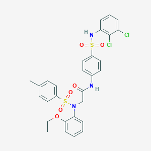 molecular formula C29H27Cl2N3O6S2 B423958 N-{4-[(2,3-dichloroanilino)sulfonyl]phenyl}-2-{2-ethoxy[(4-methylphenyl)sulfonyl]anilino}acetamide 