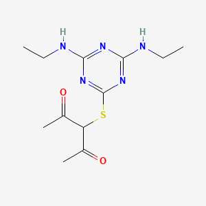 molecular formula C12H19N5O2S B4239610 3-{[4,6-bis(ethylamino)-1,3,5-triazin-2-yl]thio}-2,4-pentanedione 