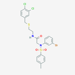 molecular formula C24H23BrCl2N2O3S2 B423964 2-{3-bromo[(4-methylphenyl)sulfonyl]anilino}-N-{2-[(3,4-dichlorobenzyl)sulfanyl]ethyl}acetamide 