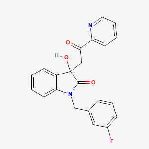 1-(3-fluorobenzyl)-3-hydroxy-3-[2-oxo-2-(2-pyridinyl)ethyl]-1,3-dihydro-2H-indol-2-one
