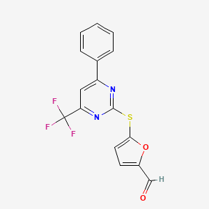 molecular formula C16H9F3N2O2S B4239668 5-{[4-phenyl-6-(trifluoromethyl)-2-pyrimidinyl]thio}-2-furaldehyde 