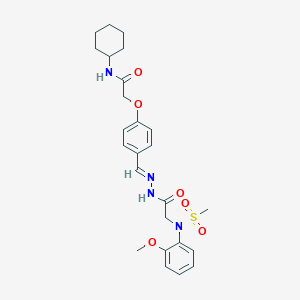 molecular formula C25H32N4O6S B423968 N-cyclohexyl-2-[4-(2-{[2-methoxy(methylsulfonyl)anilino]acetyl}carbohydrazonoyl)phenoxy]acetamide 
