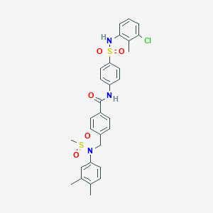 molecular formula C30H30ClN3O5S2 B423969 N-{4-[(3-chloro-2-methylanilino)sulfonyl]phenyl}-4-{[3,4-dimethyl(methylsulfonyl)anilino]methyl}benzamide 