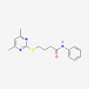 molecular formula C16H19N3OS B4239696 4-[(4,6-dimethyl-2-pyrimidinyl)thio]-N-phenylbutanamide 