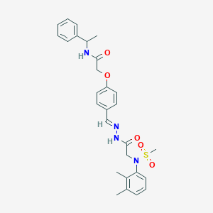 molecular formula C28H32N4O5S B423972 2-[4-(2-{[2,3-dimethyl(methylsulfonyl)anilino]acetyl}carbohydrazonoyl)phenoxy]-N-(1-phenylethyl)acetamide 