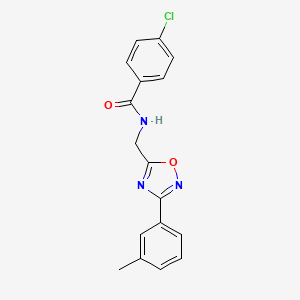 molecular formula C17H14ClN3O2 B4239723 4-chloro-N-{[3-(3-methylphenyl)-1,2,4-oxadiazol-5-yl]methyl}benzamide 
