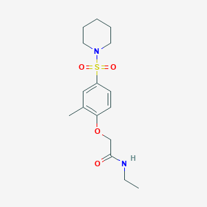molecular formula C16H24N2O4S B4239724 N-ethyl-2-[2-methyl-4-(1-piperidinylsulfonyl)phenoxy]acetamide 