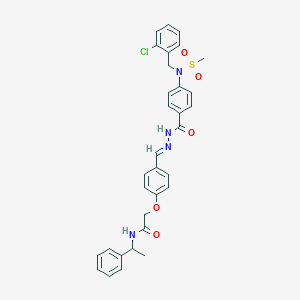 molecular formula C32H31ClN4O5S B423973 2-(4-{(E)-[2-({4-[(2-chlorobenzyl)(methylsulfonyl)amino]phenyl}carbonyl)hydrazinylidene]methyl}phenoxy)-N-(1-phenylethyl)acetamide 